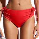 CRZ YOGA Womens Bikini Bottoms Full Coverage Bathing Swimsuit Adjustable Ruched Side Tie Swim Briefs, Size L