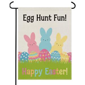 9 x Easter Garden Flag Double Sided 12x18 Inch - Happy Easter Bunny Spring Yard Outdoor Banner, Vertical Farmhouse Decoration for Home & Garden