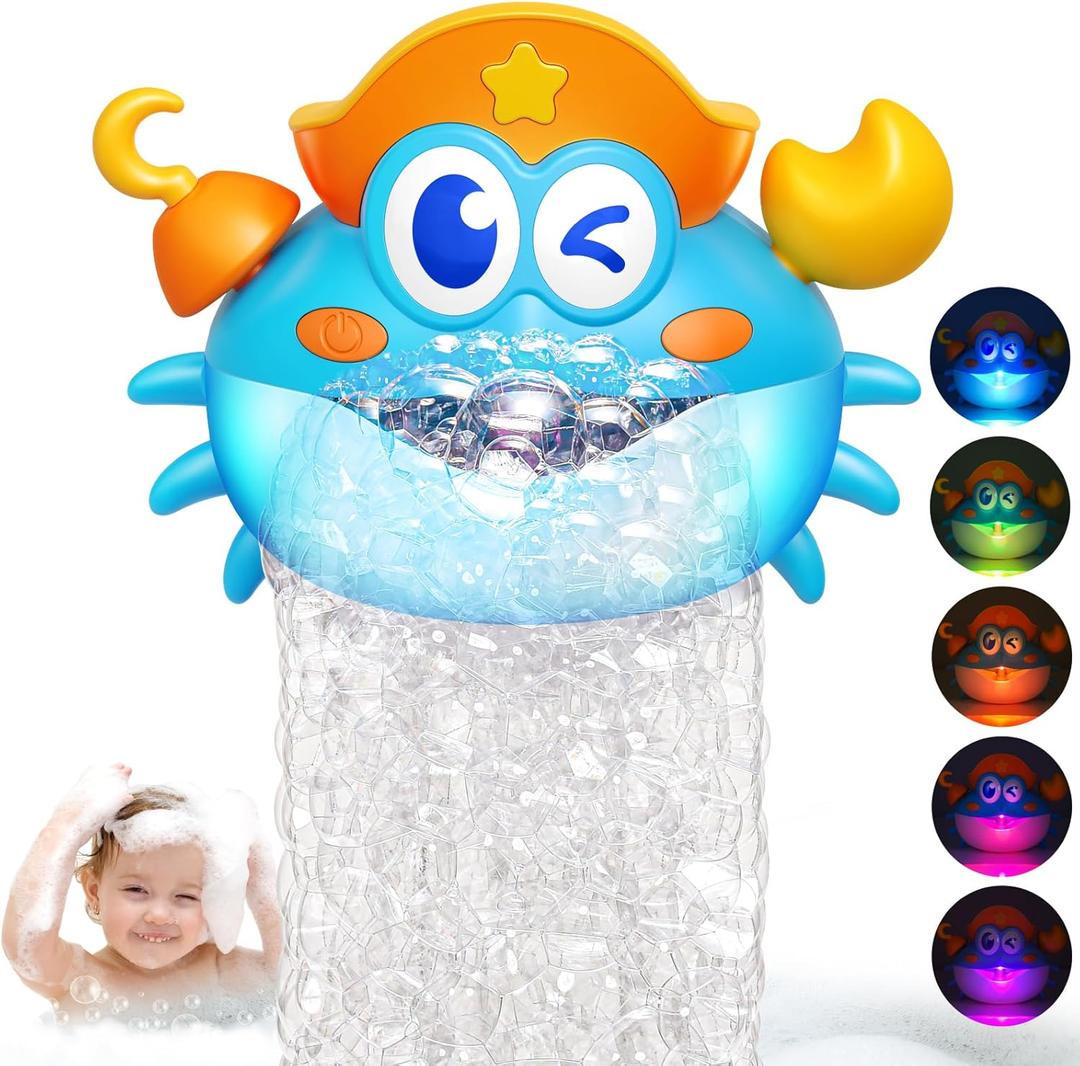 Bath Toys,Light Up Baby Bath Toys Bath Bubble Machine with Colourful RGB Light Great Birthday for Toddler Boys and Girls Tub Toy for Kids Ages 1-3 4-8, Blue