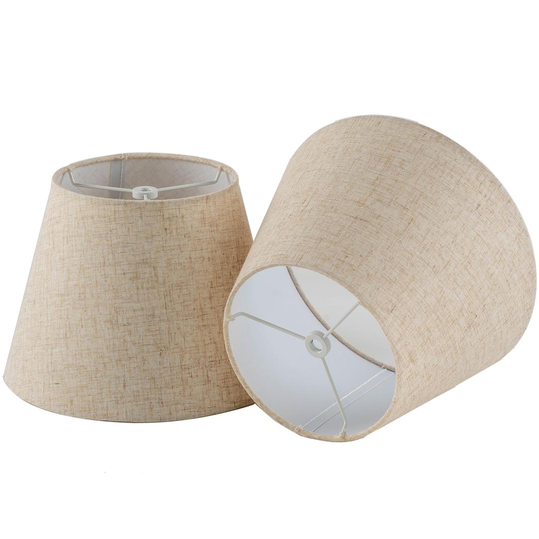 Pre-Assembled Set of 2 Linen Spider Replacement Lampshades for Table Lamps