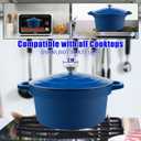 CUKOR 7QT Dutch Oven Pot With Lid, Enameled Cast Iron Dutch Ovens for Sourdough Bread Baking, Non-Stick Ceramic Dutch Oven Cooking Pot, Oven Safe, Blue (10 Pcs Bread Paper Liners)