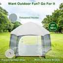 Pop Up Playpen for Baby, 150*100 cm(L*H) Playpen for Babies and Toddlers with Removable Sun-Shades& 2 Side UV Covers, Lightweight Outdoor Baby Play pen for Beach Home with Travel Bag,Light Gray