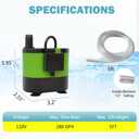 Automatic Submersible Pump With Level Sensor,5 FT Height Fountain Water Pump For Pond, Aquariums,Fish Tank, Hydroponics,Auto Shut off, WP01