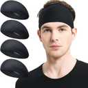 Running Headbands for Men4 or 6 Pack, Mens Stretchy Headband for Football,Cycling,Basketball,Yoga,Fitness Workout Unisex Quick-Dry Sweatband (One Size)