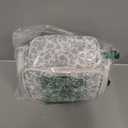 Large Cotton Makeup Bag, Quilted Floral Makeup Bag Organizer for Women Girls with Makeup Brush Compartment & Two Side Pockets, Cosmetic Travel Bag Vertical Storage- Blue Flower