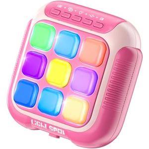 Hydrathy Tic Tac Toe Electronic Handheld Puzzle Game Console Fidget Toys w/ 7 Game Modes, Portable Fast and Fun Car Travel Press Games for Kids and Adults, Ideal Xmas Birthday Gifts for Ages 3+ (Pink)