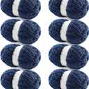 8 Pack Chunky Yarn for Hand Knitting - Chunky Chenille Blanket Yarn for Crocheting - Jumbo Fluffy Yarn for Crochet - Super Bulky Yarn 25 yds 7.7 oz Each Skein (Tibetan Blue)