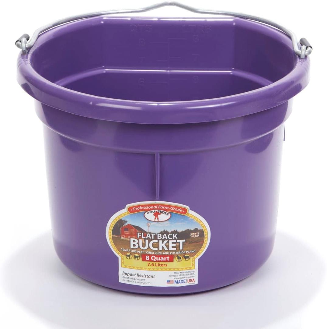 Little Giant Flat-Back Dura-Flex Plastic Bucket, 8-Quart, Purple