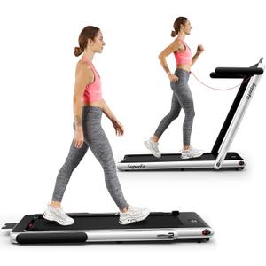 Goplus 2 in 1 Folding Treadmill, 2.25HP Superfit Under Desk Electric Treadmill, Installation-Free with Remote Control, APP Control and LED Display, Walking Jogging for Home Office (Silver)