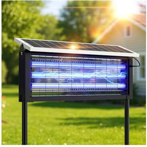 Solar Bug Zapper Outdoor, 30W Large Mosquito Zapper, Electric Mosquito Killer Outdoor, Waterproof & Portable Fly Killer, Rechargeable Flying Insect Trap for Patio, Yard, Garden, Home, Camping, Black