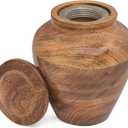 Wooden Cremation Urns for Human Ashes with Photo Frame, Mango Wood Memorial Urn for Adults, Men & Women Decorative Funeral Urn 5x4 (20 Cu in)
