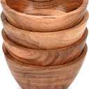 NIRMAN Acacia Wood Bowl Sets of 4 for Kitchen Meal Party and Nuts, Candy, Appetizer, Snacks, Olive (4.5" x 4.5" x 2.5")