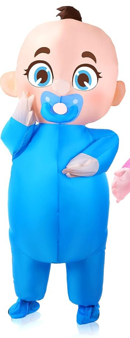Giant Inflatable Baby Costume 96 Inch Gender Reveal Ideas Boy and Girl Blow Costume Outfit for Adult Baby Shower Gender Reveal Party Halloween Christmas Cosplay Supplies