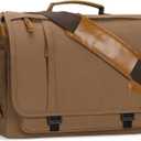 ESTARER Messenger Bag 17-17.3 Inch, Men's Computer Bag Water-resistant Canvas, Laptop Shoulder Bag for Travel Work College, Brown