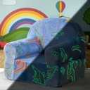 ILPEOD Toddler Sherpa Couch Chair, Cuddly Comfy Plush Reading Chair for Kids, Glow in The Dark Dinosaur