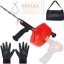50 Ft Drain Auger,Use Manually or Drill Powered 50 Feet Drain Snake,Heavy Duty Flexible Plumbing Snake,With Gloves and Storage Bag for Kitchen Sink, Shower Drain
