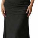 OYOANGLE Women's Off the Shoulder Maxi Dress Short Sleeve Elegant Ruched Party Wedding Guest Dresses (Black, Medium)