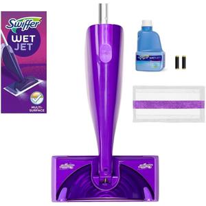  Procter & Gamble 49886 Wetjet Mop Starter Kit With 10 Pads And 1 Cleaner, 11.3 X 5.4 Head, Silver Handle