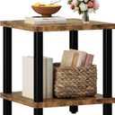 MMEOLUOOK Large End Table Square Side Table Modern Sofa Table 20 Inch Industrial Coffee Table NightStand with 2-Tier Storage Shelf for Living Room Bedroom Rustic Brown MLBZ06R, 19.68 Inches X 19.68 Inches X 22.83 Inches