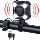 140dB Electric Bike Horn with Headlight, 2 in 1 Bicycle Horn 6 Sound Modes USB-C Rechargeable, Bike Bell with Large Range Floodlight Bike Horn for Adults Kids Bike Scooter Ebike, IPX6 Waterproof