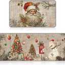 Ceenna 2 Pcs Winter Kitchen Rugs and Mats Set Snowflakes Let It Snow Reindeer Holiday Sink Floor Mat Kitchen Bathroom Xmas Tree Floor Decor for Home, 17 x 30, 17 x 47 Inch