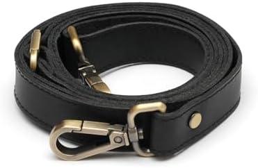 MayaCraft Full Grain Leather Replacement Strap for Handbags, Purses, Crossbody Bags, & Laptop Cases | Adjustable Shoulder Strap with Swivel Clasps | Black, 0.8 in. Wide