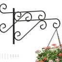 2 Pack 16 Inch Plant Hangers Outdoor Bracket, Indoor Wall Mount Metal Heavy Duty Rust-Resistant Bird Feeder Plant Hooks for Hanging Planters, Flower Baskets, Black