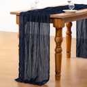 DeZerlor Navy Blue Cheesecloth Table Runner 4 Pack Summer Table Runners Boho Gauze 120 Inches Cheese Cloth Table Decor for Wedding Bridal Baby Shower Parties