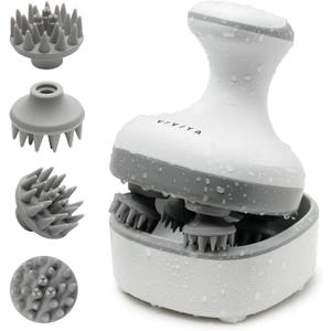 Electric Scalp Massager, Portable Rechargeable Head Massager with 8 Removable Massage Claws, Waterproof Handheld Hair Scalp Scratcher for Full-Body Massage and Stress Relax (White)