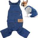 Rbenxia 1 Piece of Dog Denim Shirts Puppy Jean Jacket Sling Jumpsuit Costumes Pet Jean Overalls Dog Pants Outfits for Small Puppy Cat Pets (Blue, Small)