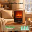 shinic Electric Fireplace Heater, 3D Flame Effect & Sound (Oak), 11.8" x 6.1" x 14.7"