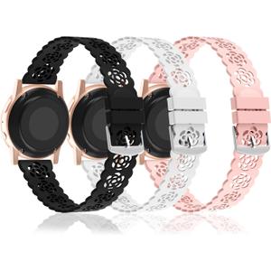 20mm Lace Silicone Watch Bands Compatible with Samsung Galaxy Watch FE/7/6/5/4 40mm 44mm, Galaxy Watch 6 Classic 43mm 47mm, Watch 5 Pro 45mm/ Watch 4 Classic 42mm 46mm/ Active 2 Strap