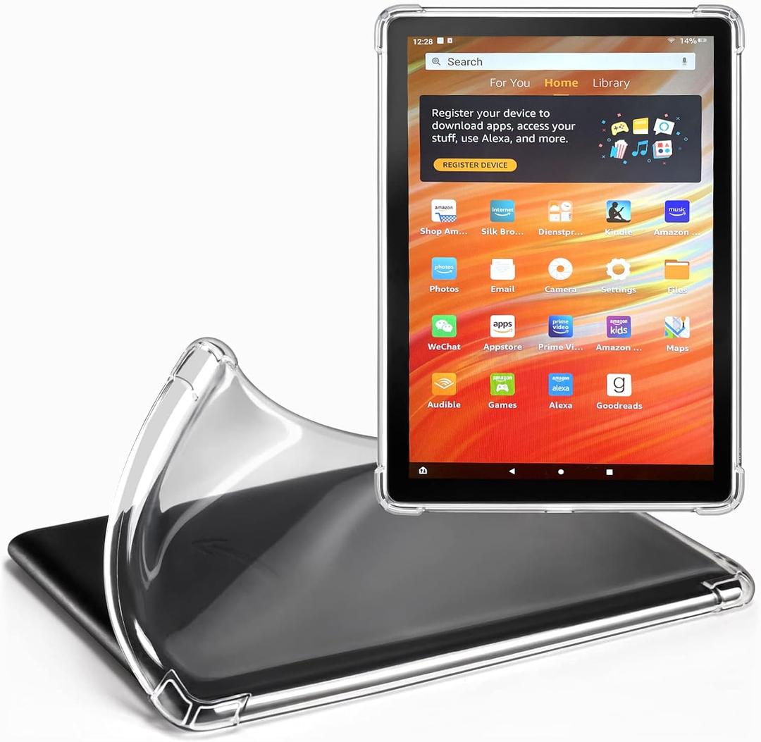 Clear Case for Amazon Fire HD 10 Tablet (13th Generation,2023 release)Only ,Thin Slim Lightweight Scratch Proof Silicone Rubber TPU Back Cover,Only Compatible with 13th Generation -Transparent (For Amazon Fire HD 10 Tablet (13th generation))
