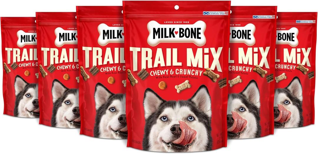 Milk-Bone Trail Mix Dog Treats, Real Beef & Sweet Potato Flavor, 9 Ounces (Pack of 6) (EXP 04/10/27)