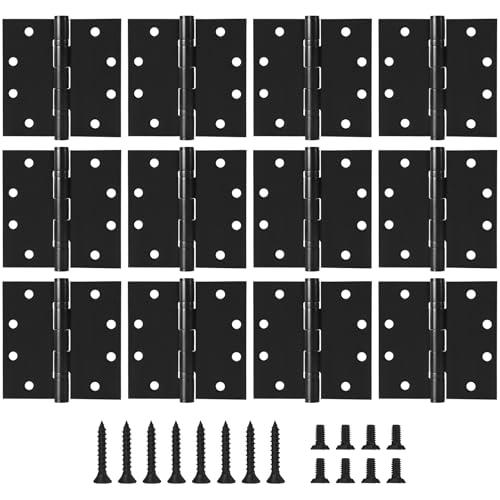 AiVeUao 12Pcs Door Hinges for Interior and Exterior Doors, Stainless Steel Black Door Hinge, 4.5 Inch Hinges Ball Bearing Door Hinges with Square Corners