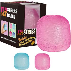 Fidget Toys Stress Balls for Kids & Adults - Changes Color in The Sun - Malt Sugar Squishy Fidget Toys - Slow Rise Gel Ball - Stretchy Squeeze Stress Relief Balls for Anxiety, 2.2 inches x 2 inches x 2 inches