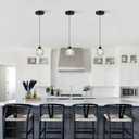 Weesalife Crystal Chandeliers for Dining Room Lights Fixture Over Table, 3 Pack Black Modern Pendant Light FixtureCrystal Pendant Lighting for Kitchen Island Bathroom Bar