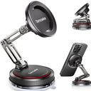 SYNCWIRE for MagSafe Car Mount [3Axis] Nano Adhesive Gel + Strong Suction Cup Magnetic Phone Holder for Dashboard & Windshield, 360° Adjustable for iPhone 17 16 15 14 13 12, Samsung, Matte Black