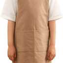 Kids Cotton Cross Back Aprons Children Chef Pure Child Apron with 2 Pockets for Baking Painting Cooking (One Size, Brown)