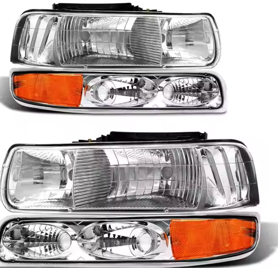 for 99-02 Chevy Silverado 1500 2500;for 01-02 Silverado 1500HD/2500HD/3500HD etc Headlights+Bumper Parking Turn Signal Marker Light 4PCS