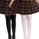 OYOANGLE Girl's 2 Pairs Solid Over Knee High Stockings Uniform Long Socks