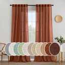 MIULEE Burnt Orange Linen Curtains 90 Inch Long for Bedroom Living Room, Soft Thick Linen Textured Window Drapes Terracotta Rust Boho Fall Decor Semi Sheer Light Filtering Back Tab 2 Panels