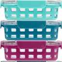 Ello Duraglass 3.4 Cup Meal Prep Sets 10Pc, 5 Pack Set- Glass Food Storage Container with Silicone Sleeve and Airtight BPA-Free Plastic Lids, Dishwasher, Microwave, and Freezer Safe, Evening Orchard