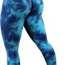 JGS1996 Tie Dye Scrunch Butt Lifting Leggings for Women Booty Sculpting Workout Tight High Waist Tummy Control Yoga Gym Pants (Blue, S)