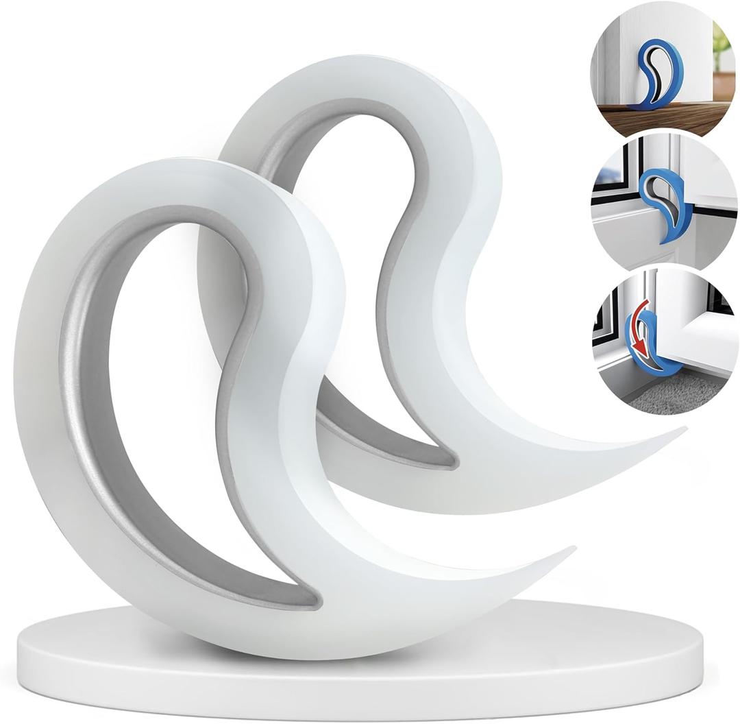 Stoppy Door and Window Stopper, Multi-Functional Wedge, Convenient Door Hook, Window Clamp, Keep Doors and Windows Open with Ease, Home and Office Accessory, (Transparent, 2 Pack)