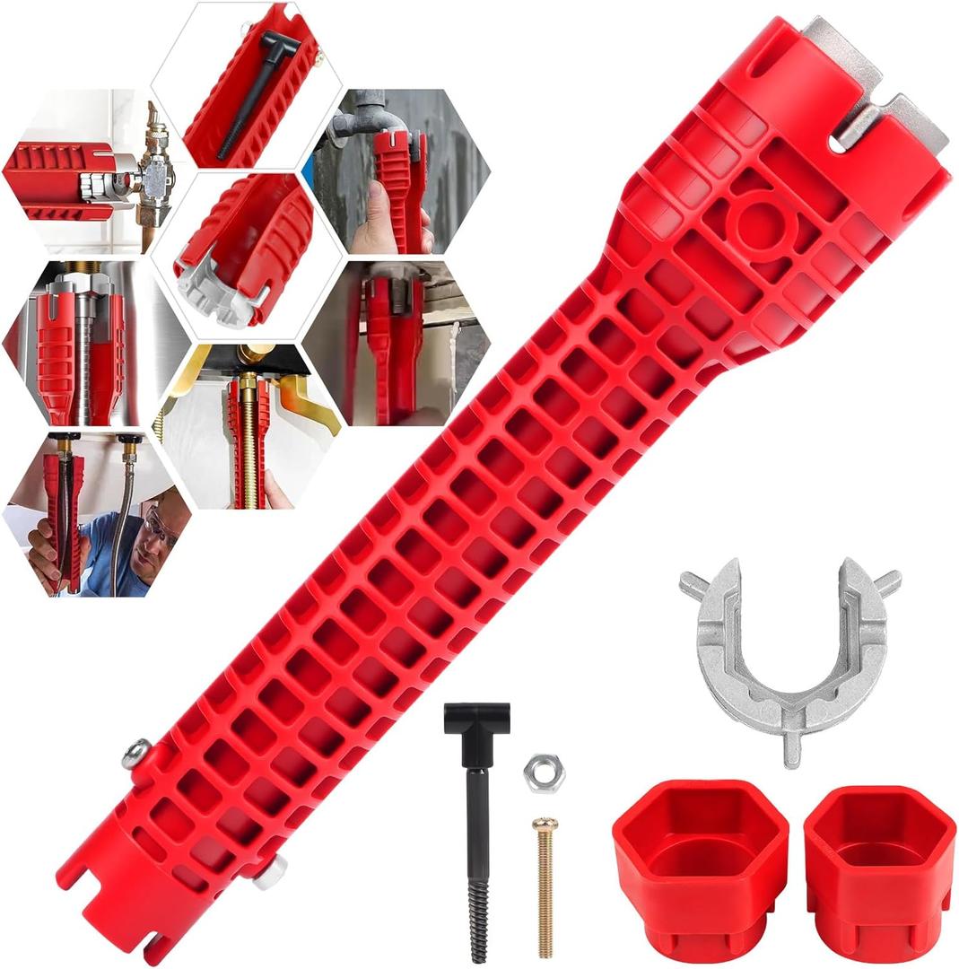 8 in 1 Faucet and Sink Wrench, Multifunctional Wrench Removal Nut Plumbing Tool, Bathroom Kitchen Plumbing Plumber for Tight Spaces Installation and Repairs