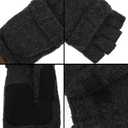 ViGrace Winter Knitted Convertible Fingerless Gloves Wool Mittens Warm Mitten Glove for Women and Men (Large, Dark Grey)