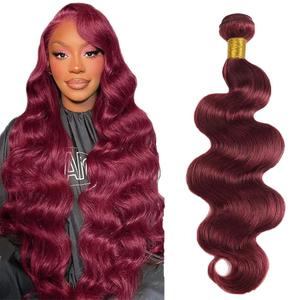#99J Wine Red Bundles Human Hair Body Wave Bundles 32 Inch Burgundy Body Wave Bundles Unprocessed Brazilian Virgin Hair 1 Bundle 50 Gram Per Bundle Deals Quick Weave Hair Extensions For Woman