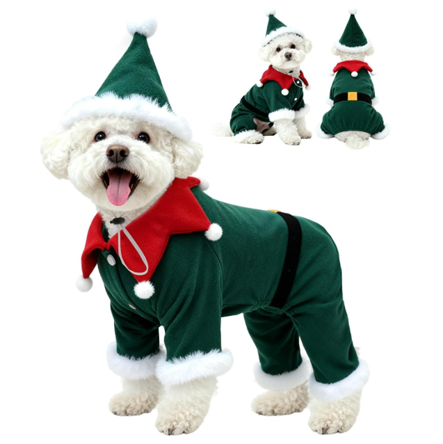 CuteBone Christmas Dog Costumes for Dogs – Elf Pet Cosplay Outfits | Cute Puppy Costume for Holiday Party, Dress-Up, Photo Shoots, Size S