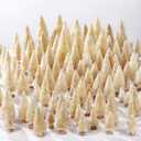 SATINIOR 50 Pieces  Artificial Mini Christmas Tree Sisal Snow Trees Bottle Brush Christmas Trees Pine Trees Ornaments with Wooden Base for Home Christmas Winter Party Decoration (Beige)